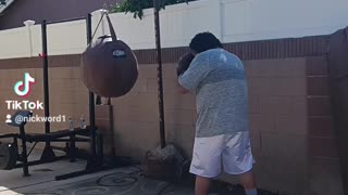 100 Pound Wrecking ball Bag Workout Part 15. Boxing