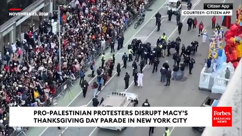 Pro-Palestinian Protesters Disrupt Macys Thanksgiving Day Parade In New York City