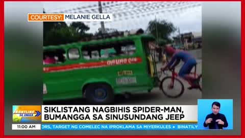 Siklistang naka-SpiderMan costume, bumangga sa jeep