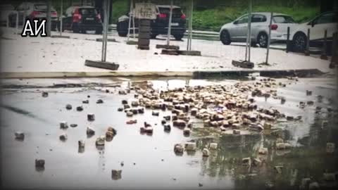 Footage of terrible tornadoes and floods in Portugal. Lisbon turned into chaos