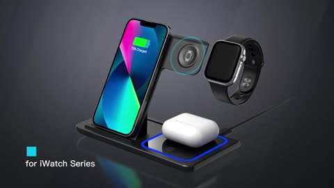 Wireless Charger, 3 in 1 Wireless Charging Station, Fast Wireless Charger Stand