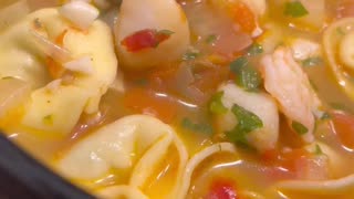 Random Shrimp and Scallop Tortellini Soup