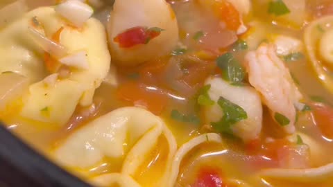 Random Shrimp and Scallop Tortellini Soup