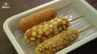 Famous Korean Cheese Corn Dog Recipe :: Myungrang Hot Dog Recipe :: Korean Street Food