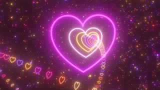 518. Warm Neon Glowing Yellow And Purple Heart Shaped Outer Space