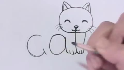 How to turn Words Cat Into a Cartoon Cat Wordtoons learning step by step for kids