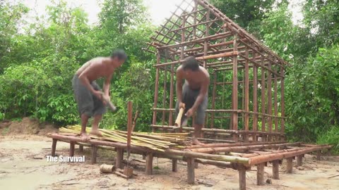 How To Build Rural Bamboo House Villa And Swimming Pools With Bamboo Hut [Start To Finished]
