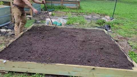 filling and prepping 8x8 garden bed