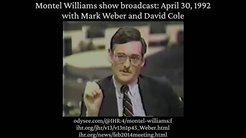 Mark Weber speaks about the Bergen-Belsen concentration camp (clip) Montel Williams show (1992)