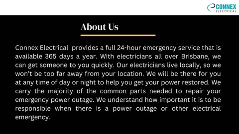 24 Hour Emergency Electrician in Brisbane - Connex Electrical