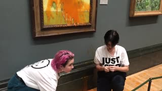 CRAZED Environmentalists Throw Paint On Van Gogh Artwork Before Gluing Themselves To A Wall