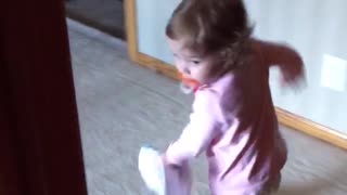 Mischievous Baby Girl Throws ALL Of Her Clothes Over Railing