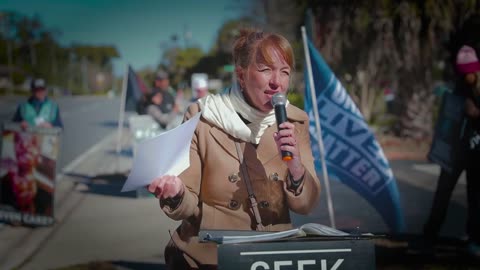 Anne Marchetti speaks at abolitionist rally