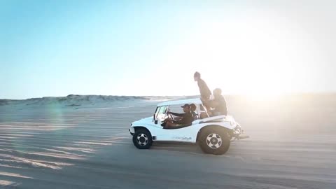 Car in desert, car racing video