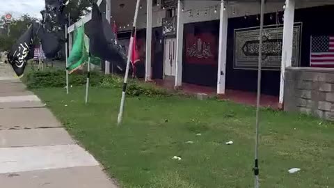 Hamas and Islamic Jihad flags can be seen in Dearborn, Michigan in the USA