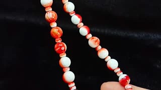 Red spiny oyster beads with green Ghost phantom quartz pendant necklace Round Beaded04