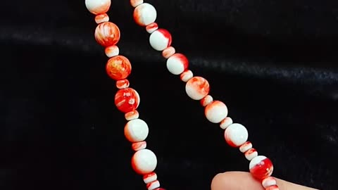 Red spiny oyster beads with green Ghost phantom quartz pendant necklace Round Beaded04