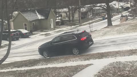 Car Can't Conquer Icy Hill