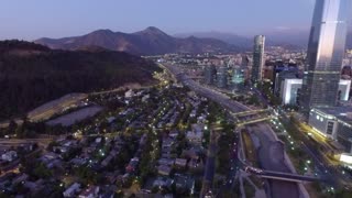 Aerial view at Costanera center in Santiago, Chile