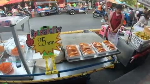 Thai Rice Spicy Sausage Salad Recipe in Bangkok Thailand Thai Street Food