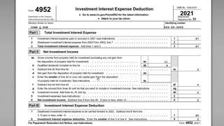 IRS Form 4952 - Investment Interest Expense Deduction