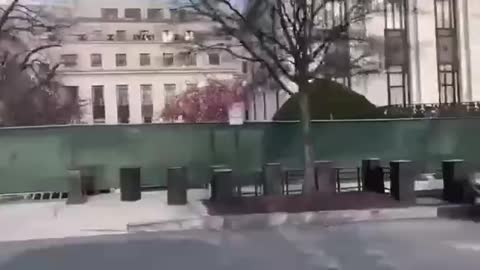 The Federal Reserve building in Washington has been fenced off.