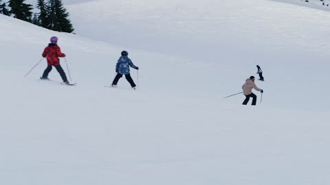 skiing on the snow