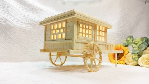 Creative handmade carriage made with chopsticks, beautiful and fun