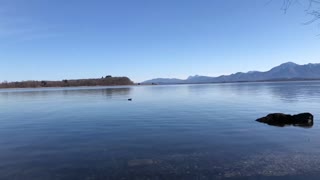 Lake and water waves sound with birds and animals to relax or play on background