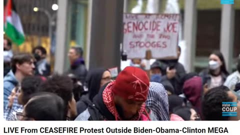 Biden fan club supporters meeting him at the big Biden fundraiser. CEASEFIRE Protest Outside Biden-Obama-Clinton MEGA Fundraiser in NYC