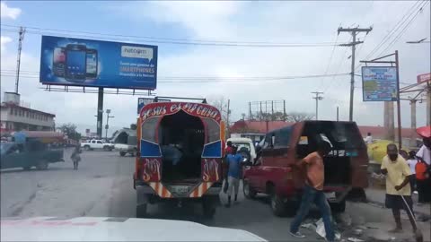 Haiti, Port au Prince, Sunday traffic, 2014