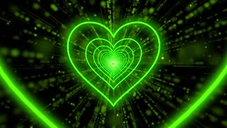 780. Heart Tunnel Background💚Green Neon Heart Background Heart Heart