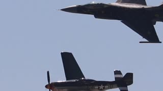 F-16 Fighting Falcon and P 51 Mustang at MCAS Miramar