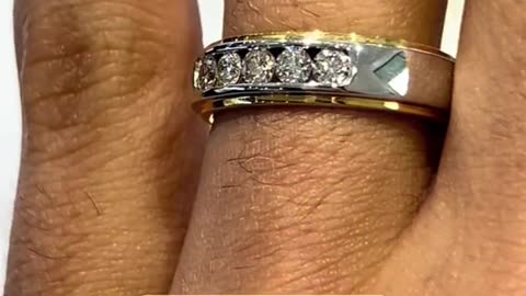 Men's 2-Tone Solid Gold & Natural Diamond Custom Wedding Band