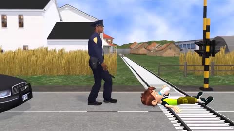Policeman saved kids life on the railway track.