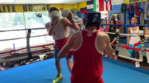 Intense Sparring Session. Between 2 Novice Youth Boxers