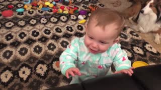 Adorable baby gets scared, then doesn't know how to react!