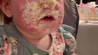 Baby Doesn't Need Utensils To Eat Cake
