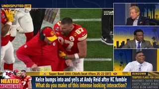 Travis Kelce yells & bumps into Andy Reid on side lines after Chiefs fumble NFL UNDISPUTED