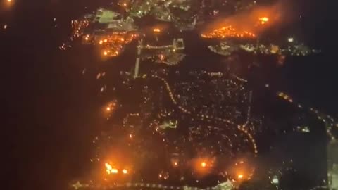 Marshall Fire in Colorado from the air as homes burn