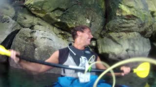Mark Clark Portrush Cave Kayaking around Dunluce Castle 2015.