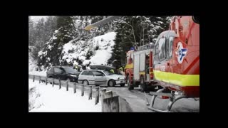 Helicopter Lands on Highway