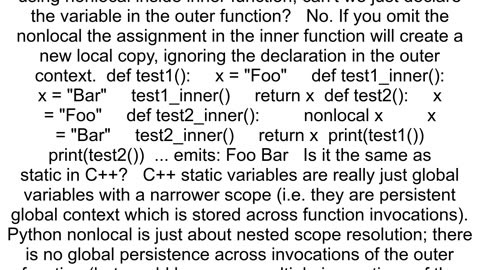 Is Python39s nonlocal same as C39s static