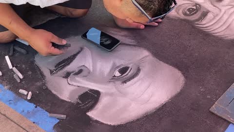 洛杉磯帕薩迪納粉筆畫節上的華人藝術家 Chinese Artists at the Pasadena Chalk Festival