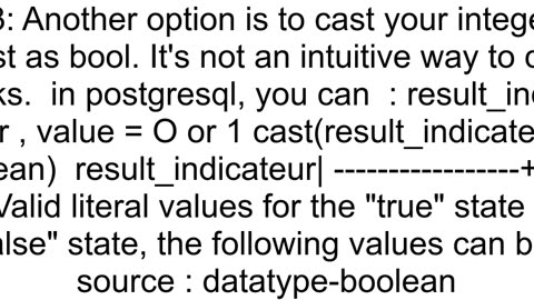 Casting smallint to boolean in PostgreSQL