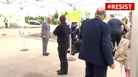Prince Charles talks to a Vaxxed man who then collapses outside the Vaxx Bus ASDA