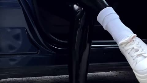 Latex Leggings on a Leather Car Seat (sound on!)