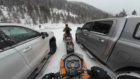 Jones Pass backcountry skiing via snowmobiles 4/6/2024