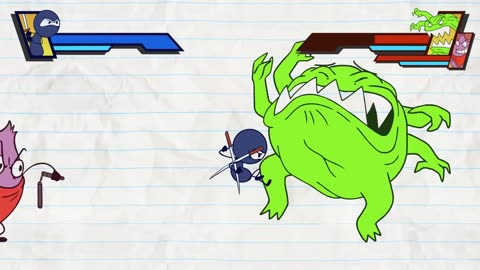 Ninja Pencilmate Defeats a Sandwich Monster