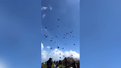 Camping with a view Strong winds cause dozens of tents fly into air in China